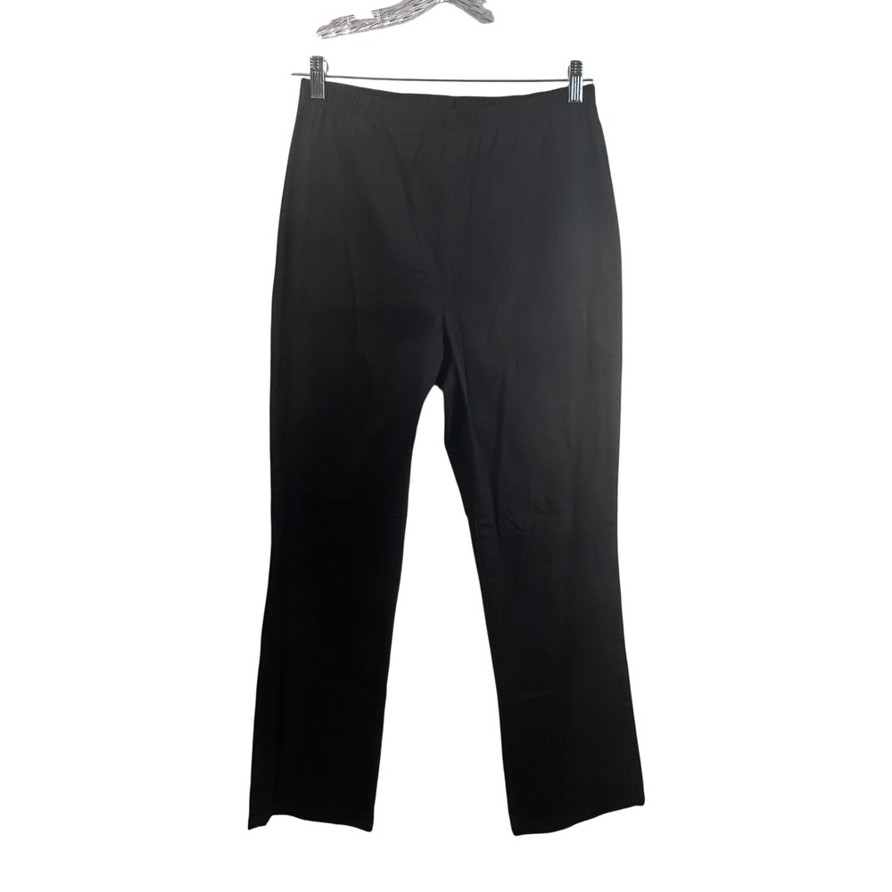 Denim & Co Black Straight Leg Pull On Pants High Rise Stretch Large A42907